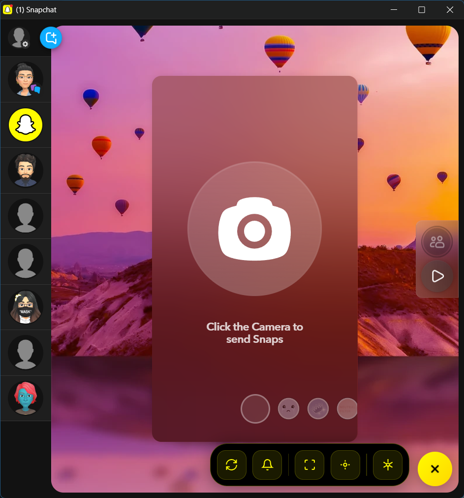 Floating toolbar on Snapchat Web