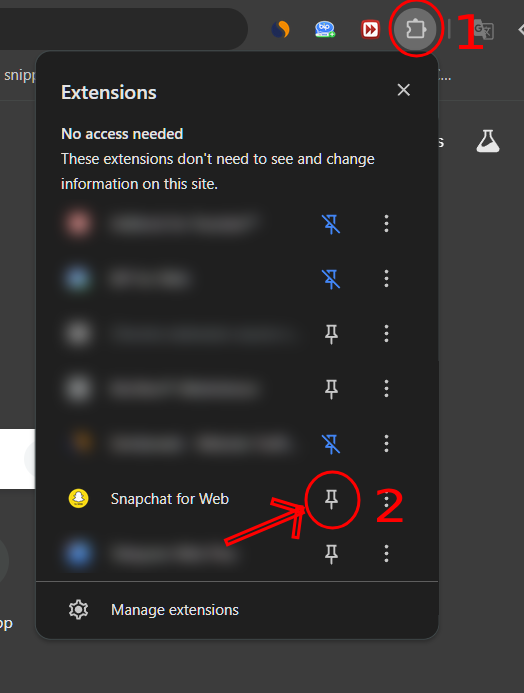 Pin SNAPCHAT for Web  to toolbar