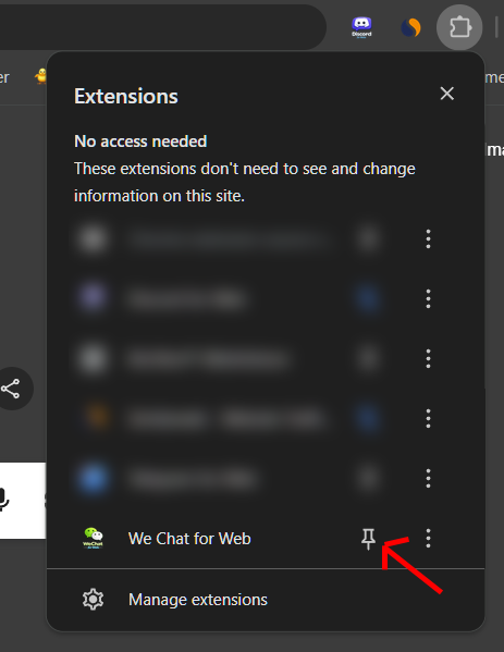 Pin extension to toolbar