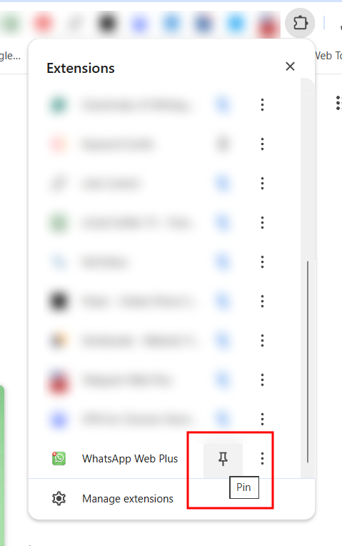 Pin extension to toolbar