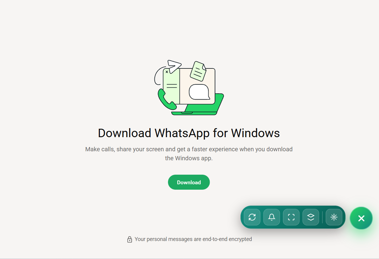 Floating toolbar in WhatsApp Web